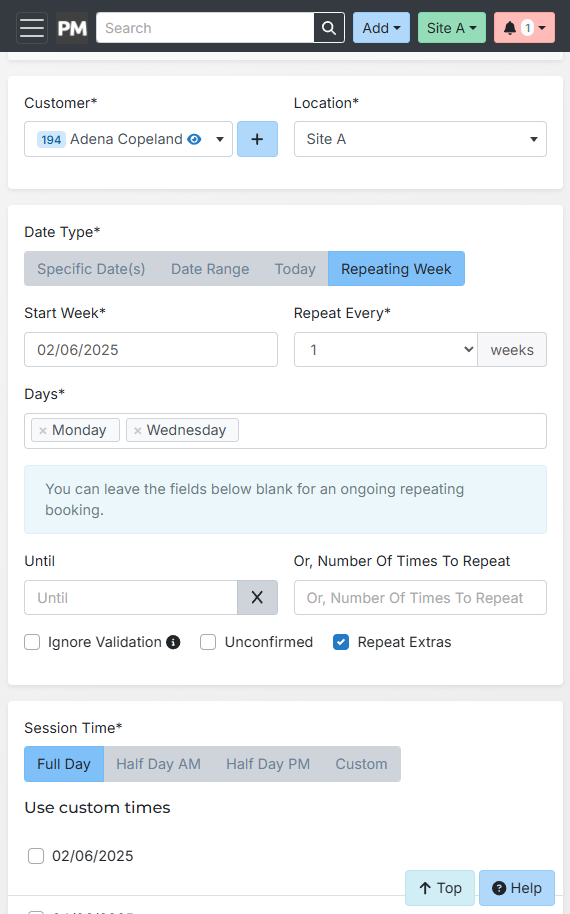 Add a Daycare Booking