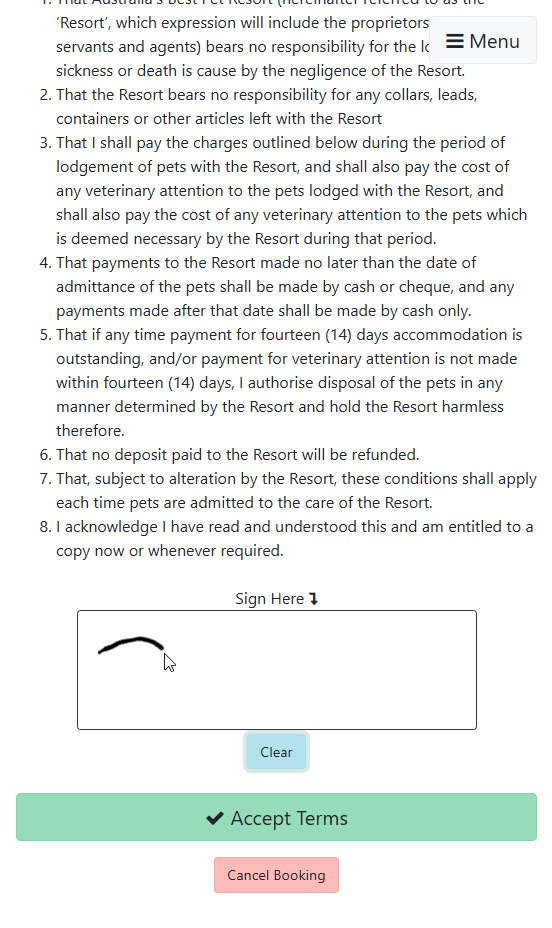 Sign Digital Waiver Pet Business