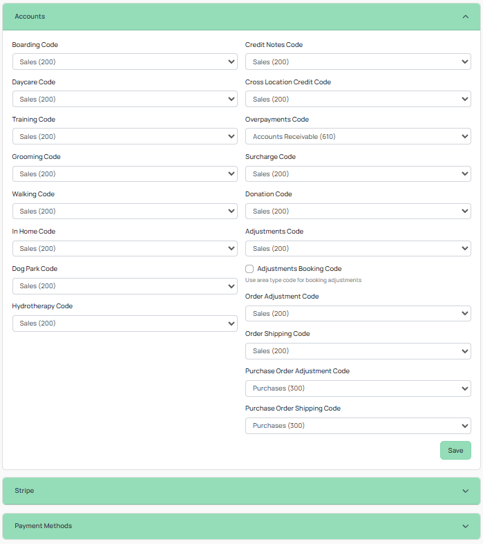 Xero Account Codes