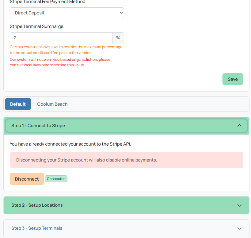 Stripe Terminal Settings