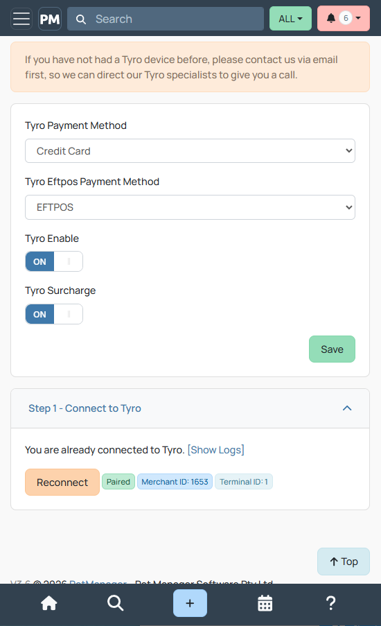 Configure Tyro Settings