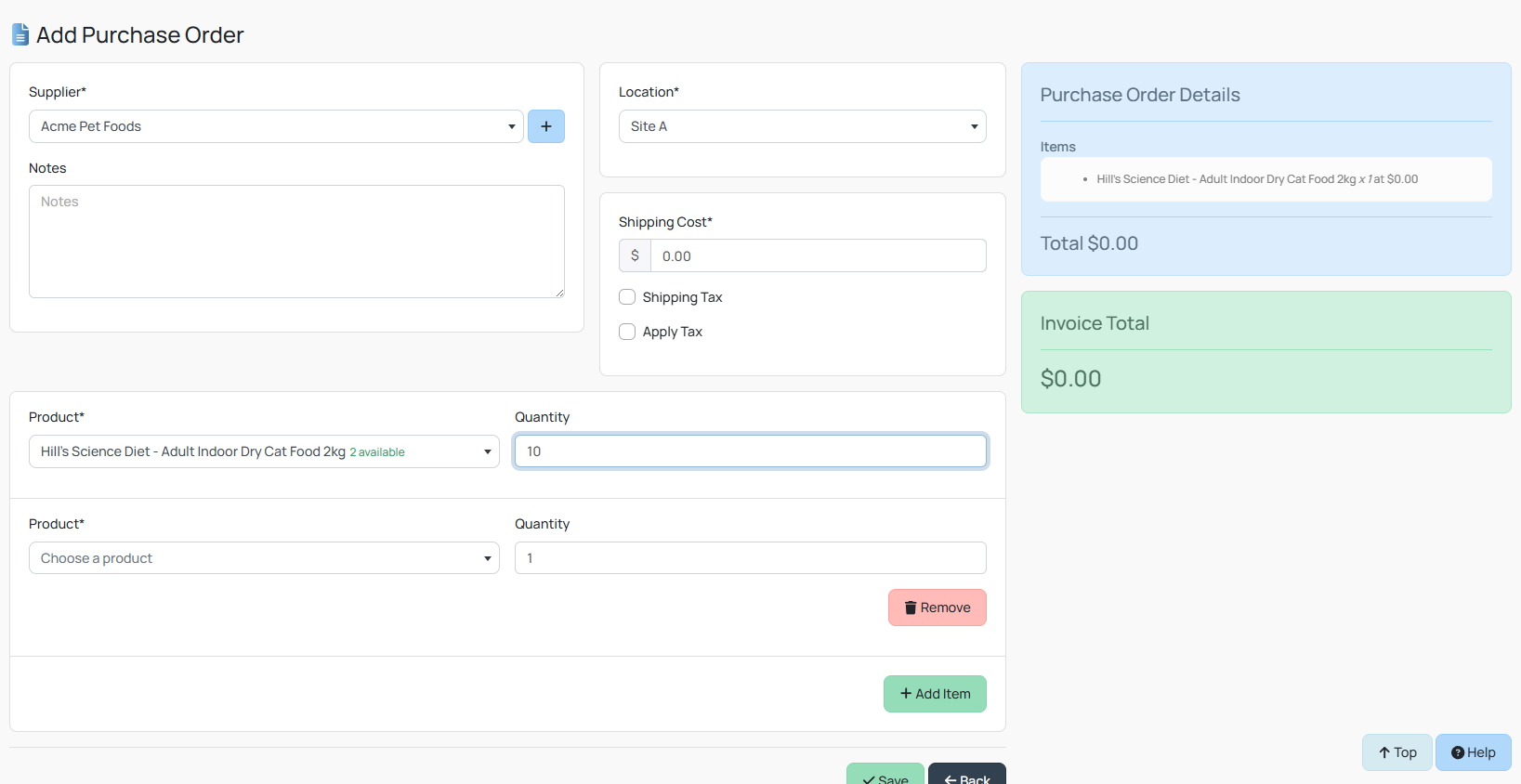 Purchase Order Example